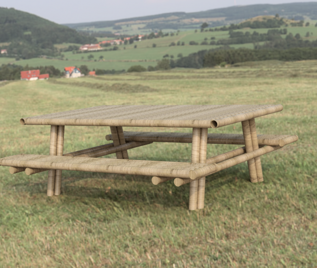 bamboo table attached bench v3